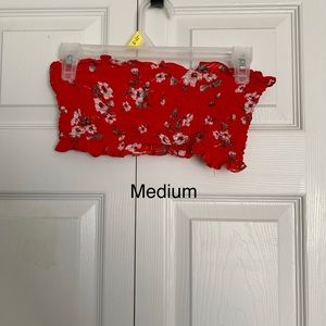 Red floral crop top